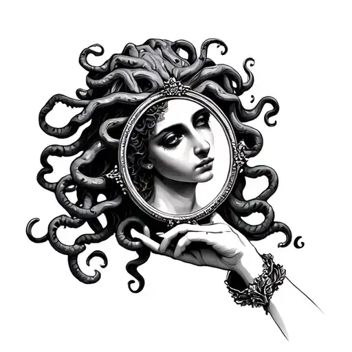 Medusa Hand Mirror Reflecting Self Love
