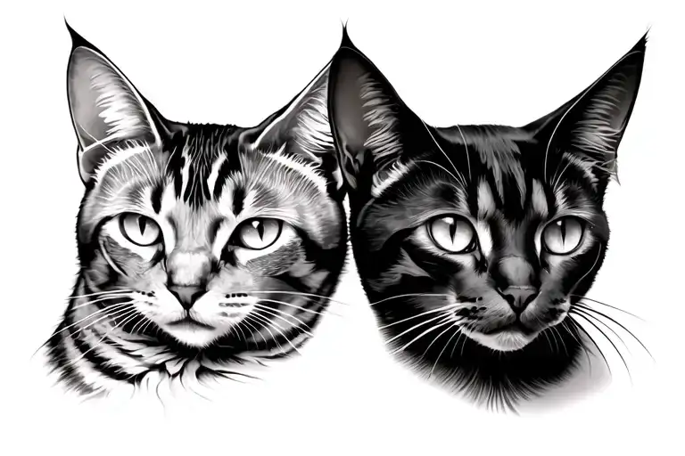 Two Cats Back To Back