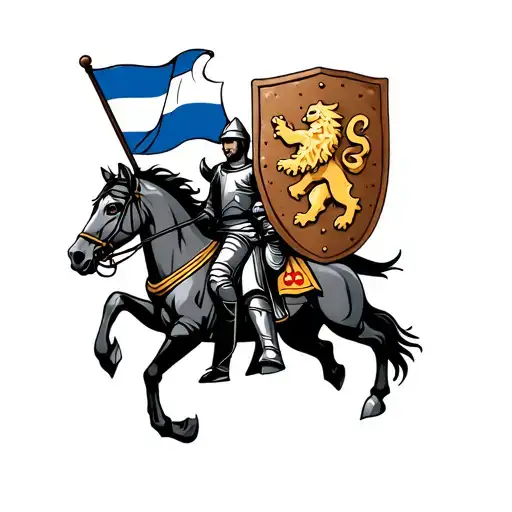 Knight On Horse With Ginger Bread Shield Holding Czech Lion Flag