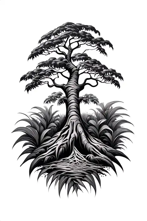 Polynesian Style Tattoo Depicting Family Tree
