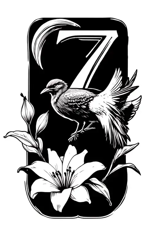 I Want A Tattoo With A Lily An Object Of The Police The Number 7 In Roman A Bird And A Greek Arena