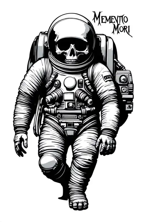 Dead Astronaut With Text Saying Memento Mori Written