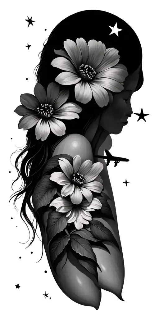 Flowers Stars Beach Airplane