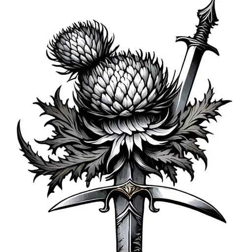 Scottish Thistle With Dagger Intertwined
