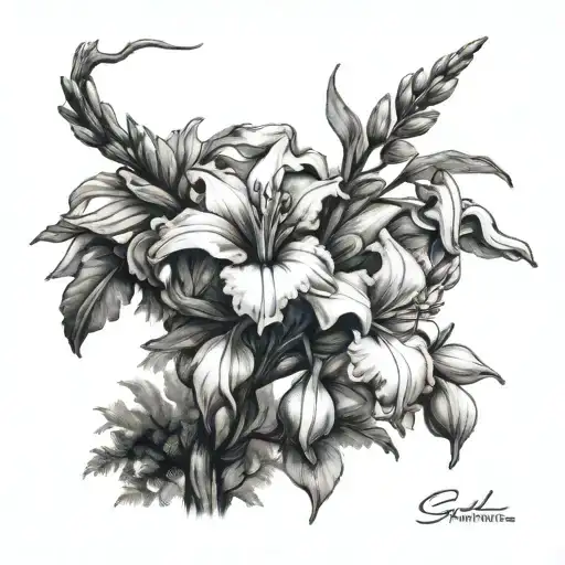 Gladiolus And Oak Tree