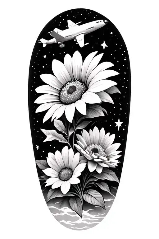 Flowers Stars Beach Airplane Coming