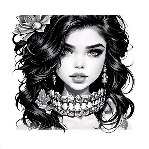 Girl With Dioamond Grillz