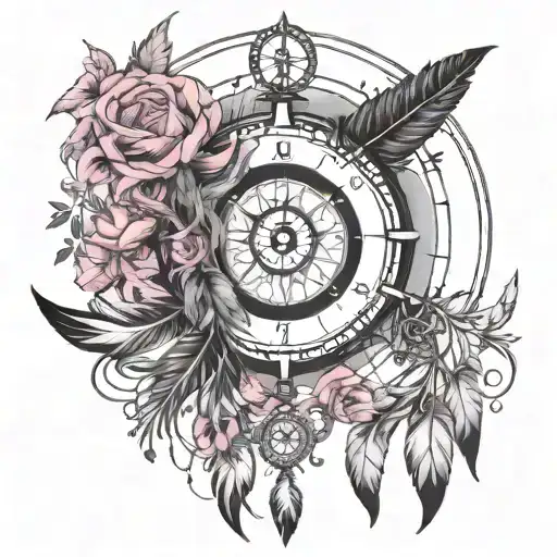 Dreamcatcher And Navigator Compass In One Design And Put A Very Little Shade Of Pink