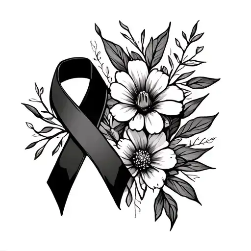 Design Me A Fine Line Tattoo With A Cancer Ribbon And The March Birth Flower