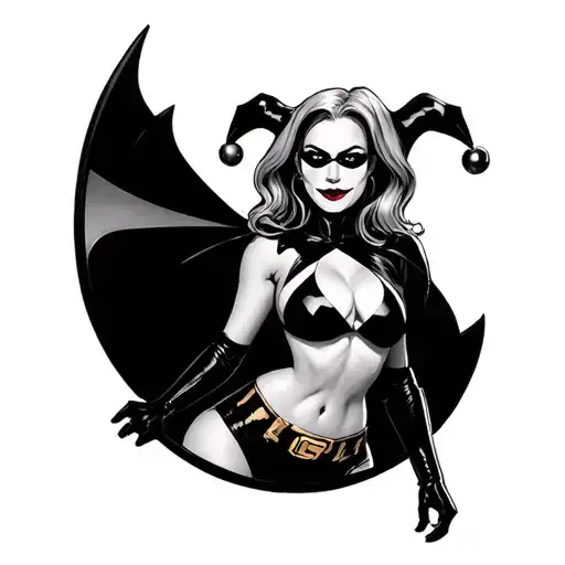 Harley Quinn In Her Batsuit From The Harley Quinn Show In Cartoon Style