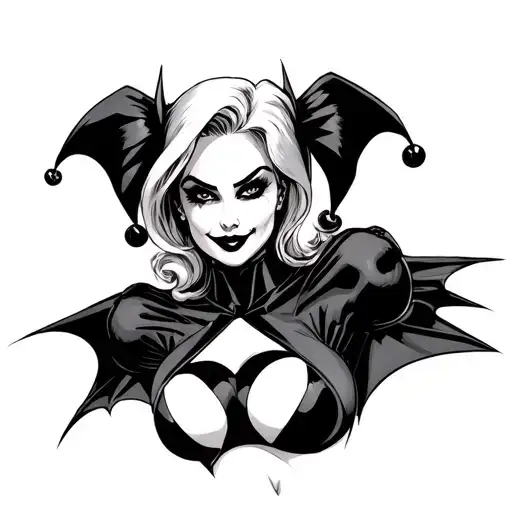 Harley Quinn In Her Batsuit From The Harley Quinn Show In Cartoon Style