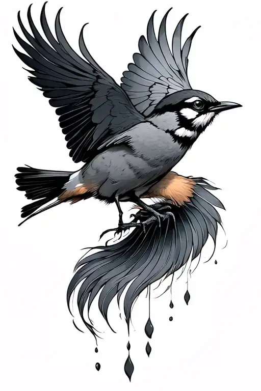 Bird Flying With Belly Exposed With Feathers Dropping By Tail