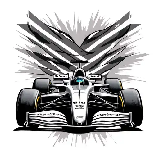 F1 Car Flags Crossed