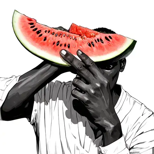 Black Guy Eating Watermelon Slice