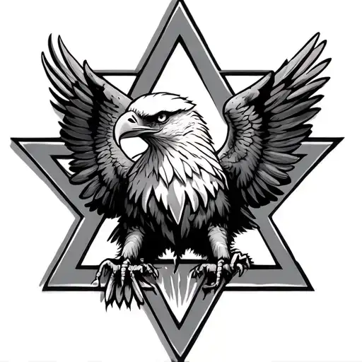 Bald Eagle Inside A Star Of David