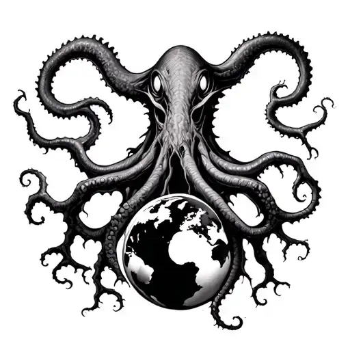 Tree Roots Reaching Towards The Earth And Transforming Into A Kraken