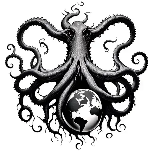 Tree Roots Reaching Towards The Earth And Transforming Into A Kraken