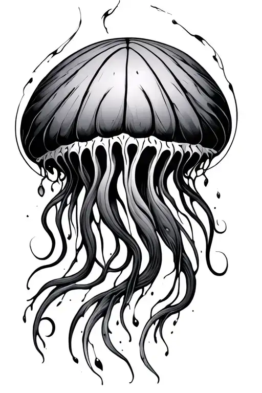 Hand Drawn Goth Tribal Jellyfish Tattoo Design