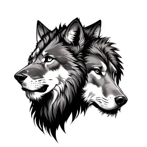 Lion & Wolf Merge Tatoo