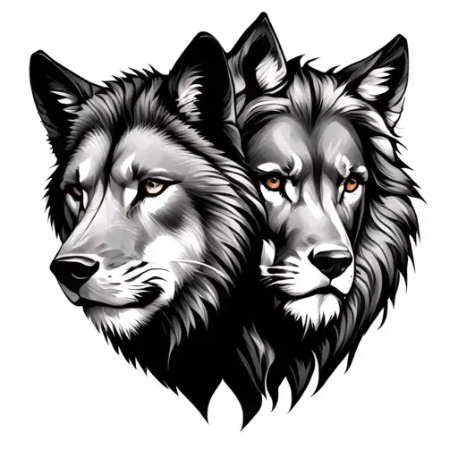 Lion & Wolf Face