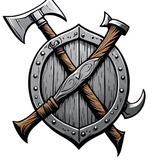 Viking Shield Crossed Axes