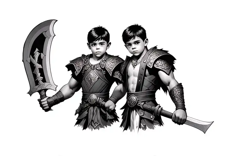 2 Boys Dressed Up As A Warriors