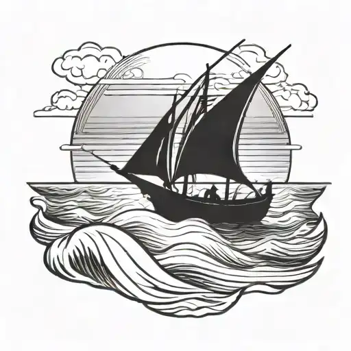 A Boat Sailing A Peaceful Sunset On The Open Sea