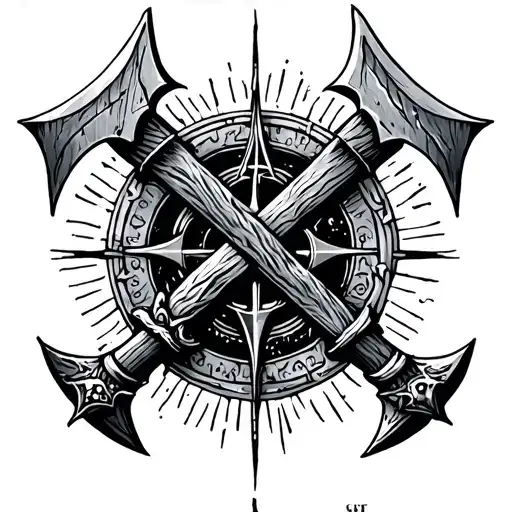 Vegvisir Above Crossed Axes