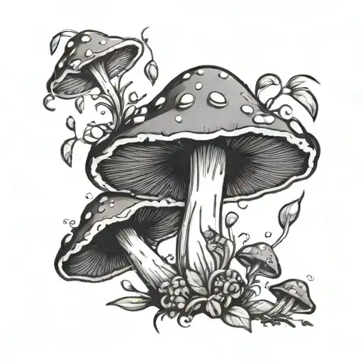 Dark Cute Shrooms Growing From Her