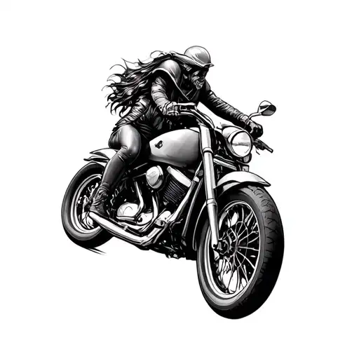 Romance Warior Driving A Motocyle Tattoo