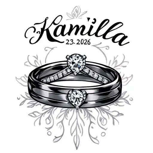 Name Tatoo With Rings And Wedding Date 23-2026 The Name Is Kamilla
