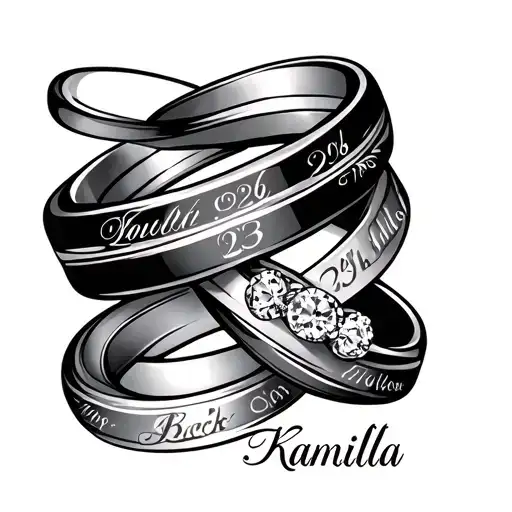 Name Tatoo With Rings And Wedding Date 23-2026 The Name Is Kamilla