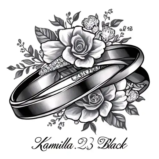 Name Tatoo With Rings And Wedding Date 23-2026 The Name Is Kamilla