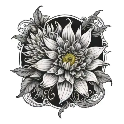 Chrysanthemum And Larkspur Flower