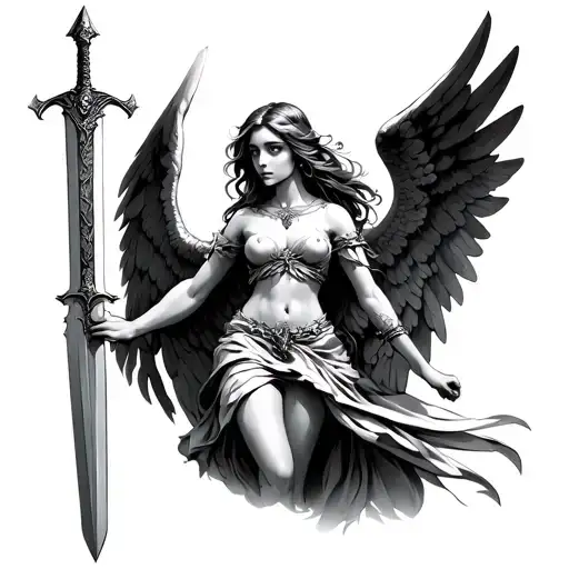 Female Angel Holding A Sword