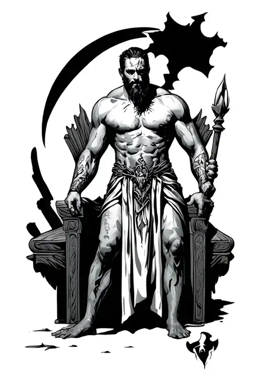 Man Siluett With Thrones And Pain But Standing Proudly