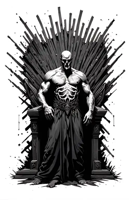 Man Only Black Siluett With Thrones And Pain But Standing Proudly Abstract