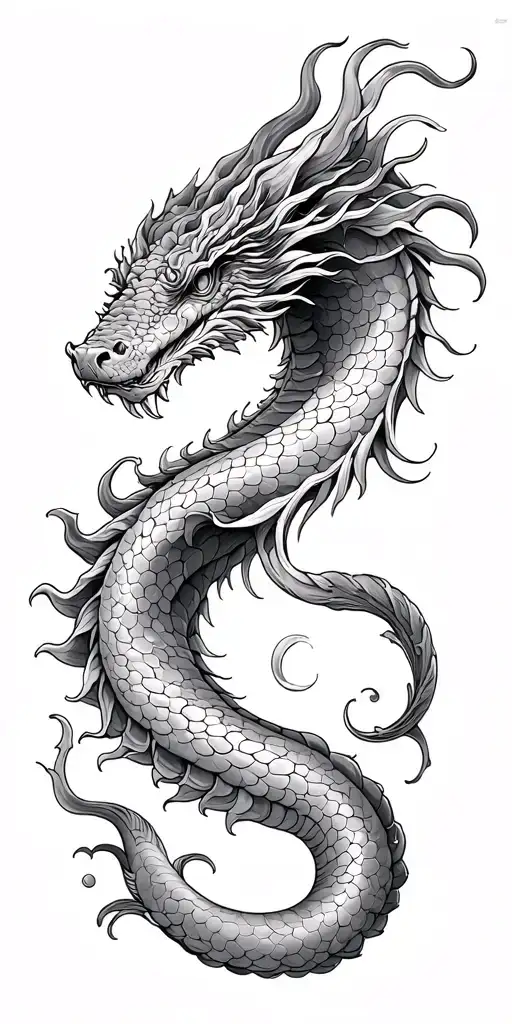 Sea Serpent In A Japanese Style