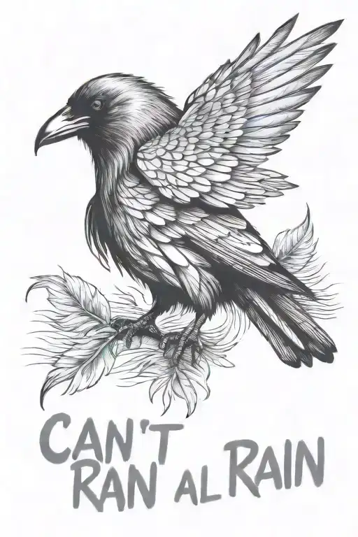 Crow Carrying The Phrase It Can't Rain All The Time But With The Crows Feathers Fading
