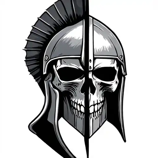 Half Spartan Helmet Half Skull