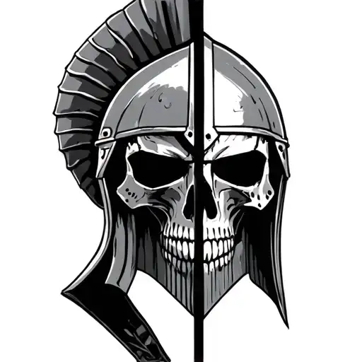 Half Spartan Helmet Half Skull