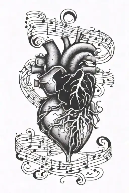 Broken Heart And A Healed Heart With Music Notes Floating