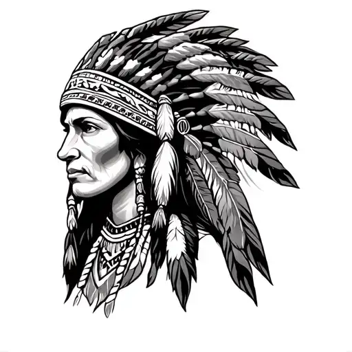 Native American Woman With A War Bonnet