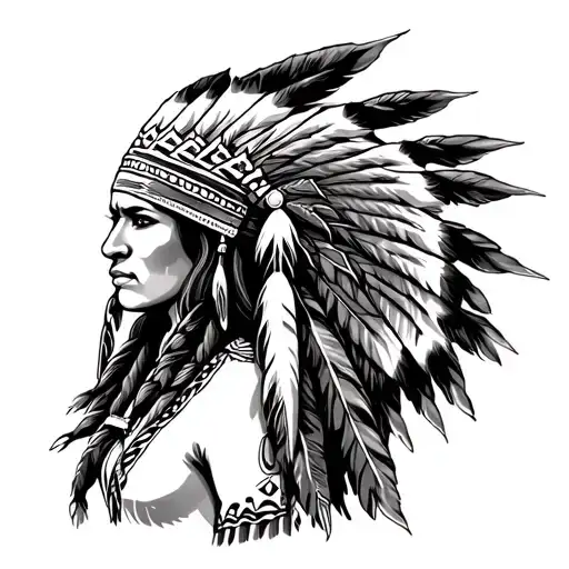 Native American Woman Wit A War Bonnet