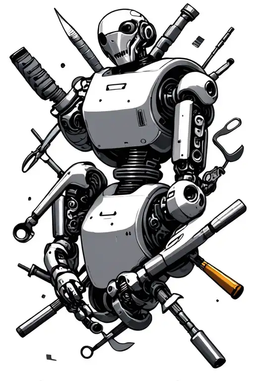 Robotic And Bar Tools Scattered