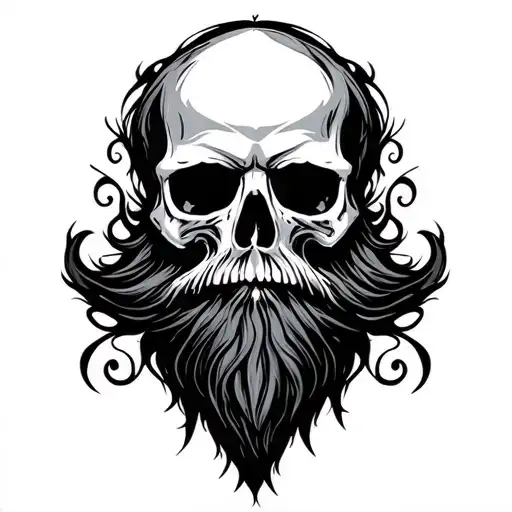 Gothic Beard Skull In The Background