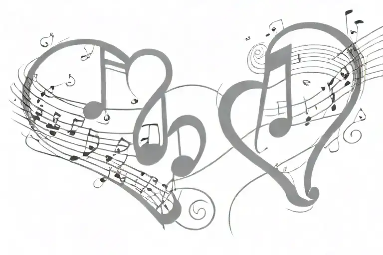 Music Notes Floating Broken Heart