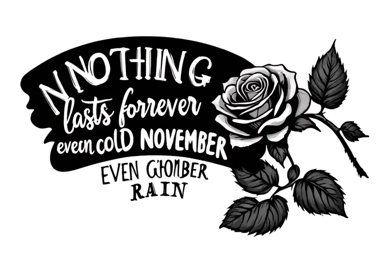 Rose With Stem Saying Nothing Lasts Forever Even Cold November Rain