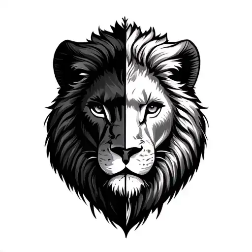 Half Lion Face And Half Police Badge