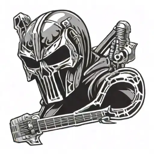 Design A Tattoo That Combines The Logos Of Metallica And Mf Doom In A Unique And Artistic Way